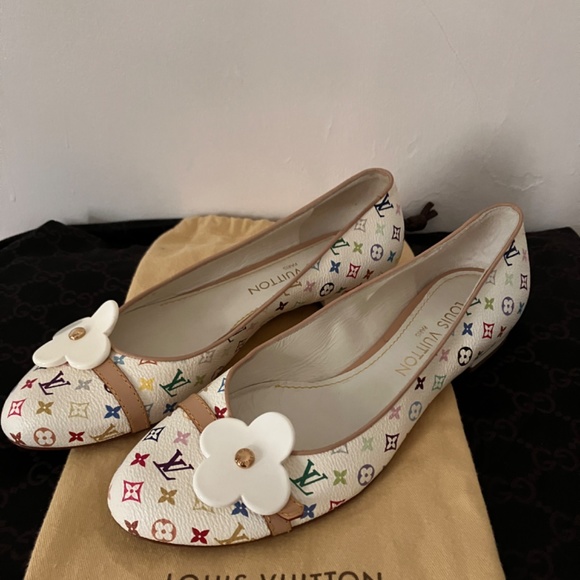 New White Multicolour Monogram LV Murakami flats - Picture 3 of 16